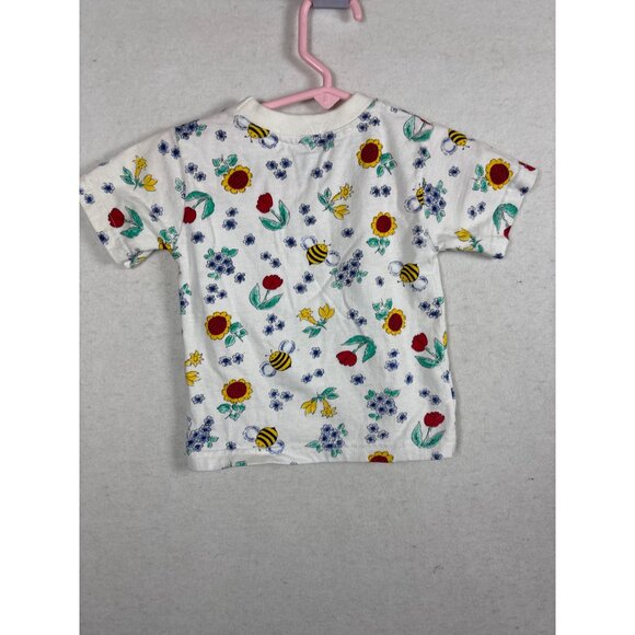 Baby T-Shirt With Cute Bees & Floral Print 12M By Pipiniko 100% Cotton - Picture 2 of 7